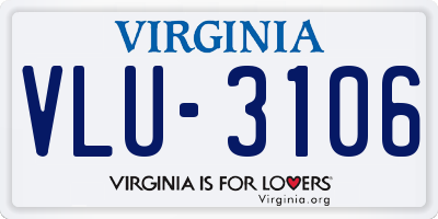 VA license plate VLU3106