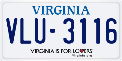 VA license plate VLU3116
