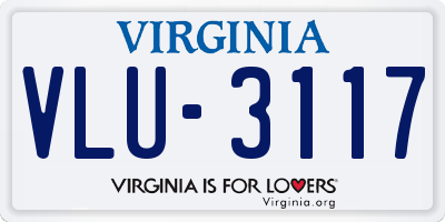 VA license plate VLU3117