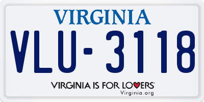 VA license plate VLU3118