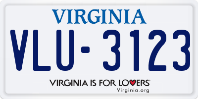 VA license plate VLU3123