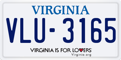 VA license plate VLU3165