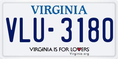 VA license plate VLU3180