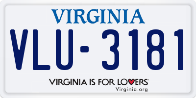 VA license plate VLU3181
