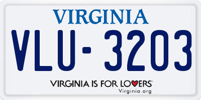 VA license plate VLU3203