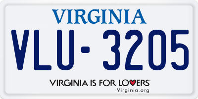 VA license plate VLU3205