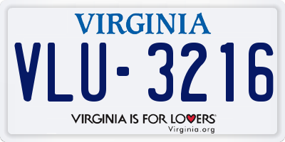 VA license plate VLU3216