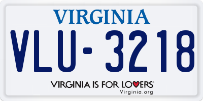 VA license plate VLU3218