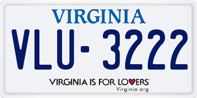 VA license plate VLU3222