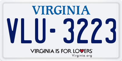 VA license plate VLU3223