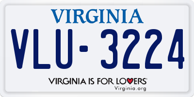 VA license plate VLU3224