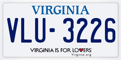 VA license plate VLU3226