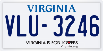 VA license plate VLU3246