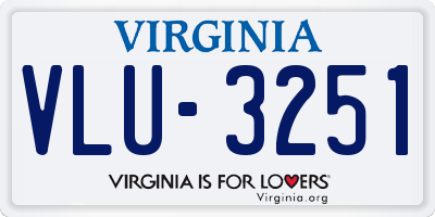 VA license plate VLU3251