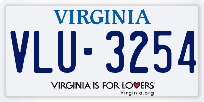 VA license plate VLU3254