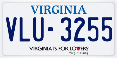VA license plate VLU3255