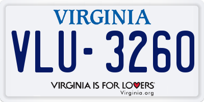 VA license plate VLU3260