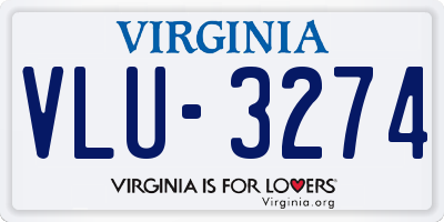 VA license plate VLU3274