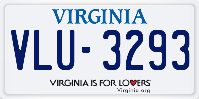 VA license plate VLU3293