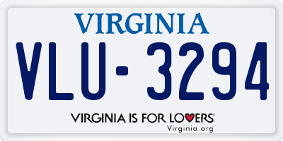 VA license plate VLU3294
