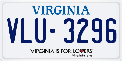 VA license plate VLU3296