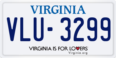 VA license plate VLU3299