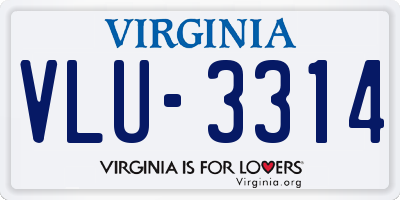 VA license plate VLU3314