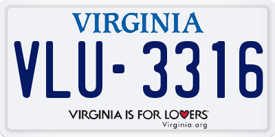 VA license plate VLU3316