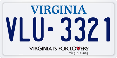 VA license plate VLU3321