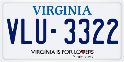 VA license plate VLU3322