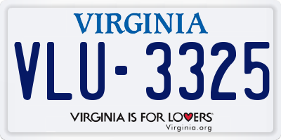 VA license plate VLU3325