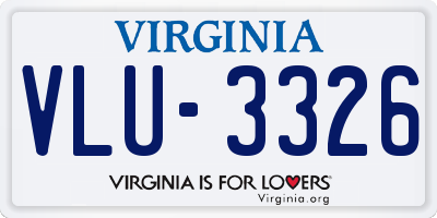 VA license plate VLU3326