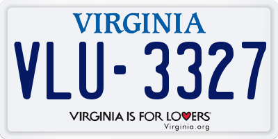 VA license plate VLU3327