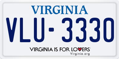 VA license plate VLU3330