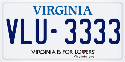 VA license plate VLU3333