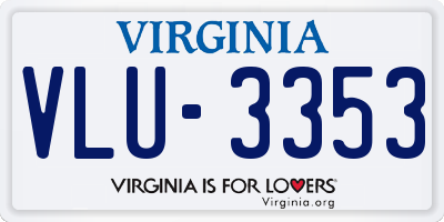 VA license plate VLU3353