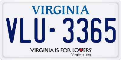 VA license plate VLU3365