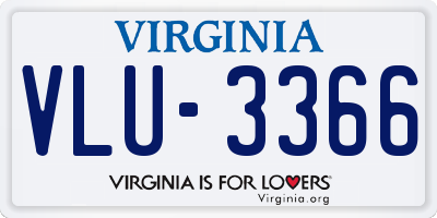 VA license plate VLU3366