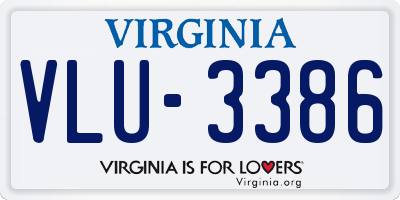 VA license plate VLU3386
