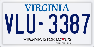 VA license plate VLU3387