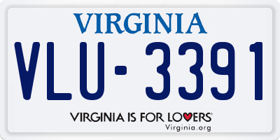 VA license plate VLU3391