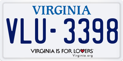 VA license plate VLU3398
