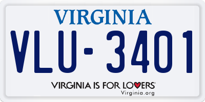 VA license plate VLU3401