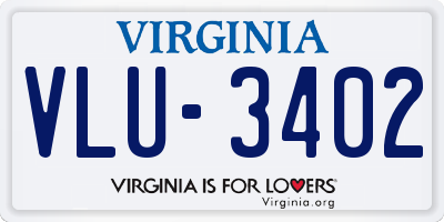 VA license plate VLU3402