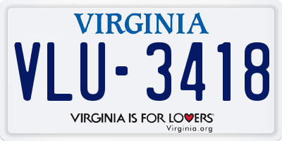 VA license plate VLU3418