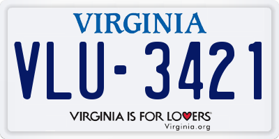 VA license plate VLU3421