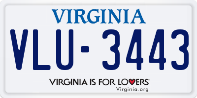 VA license plate VLU3443