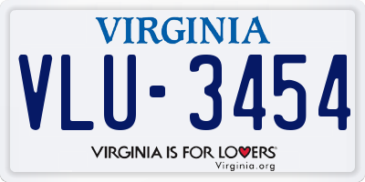 VA license plate VLU3454