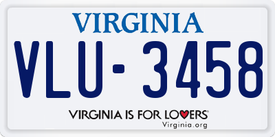VA license plate VLU3458
