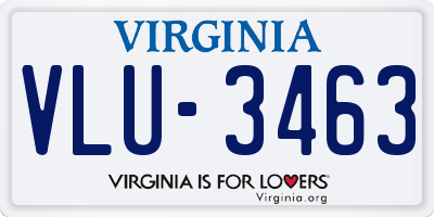 VA license plate VLU3463